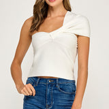 One Shoulder Twisted Front Top