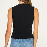 Sleeveless Knit Cardigan with Starburst Buttons