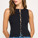 Front Button Detail Top - Black, Women's Tops Collection