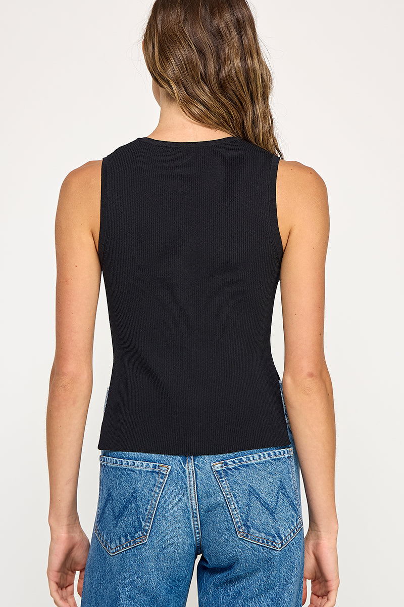 Front Button Detail Top - Black, Women's Tops Collection