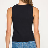 Front Button Detail Top - Black, Women's Tops Collection