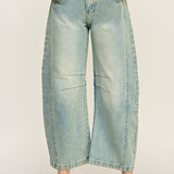 Mid Rise Barrel Jean