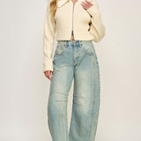 Mid Rise Barrel Jean