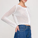 Crochet Knit Cardigan - white, womens sweaters/cardigan collection