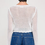 Crochet Knit Cardigan - white, womens sweaters/cardigan collection