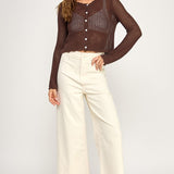 Crochet Knit Cardigan - Brown, womens sweaters/cardigan collection