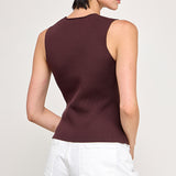 Sleeveless V Neck Vest - Dark Brown, Women's Tops Collection