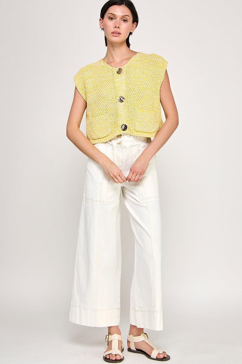 Chunky Knit Top - lemon, womens sweater vest collection