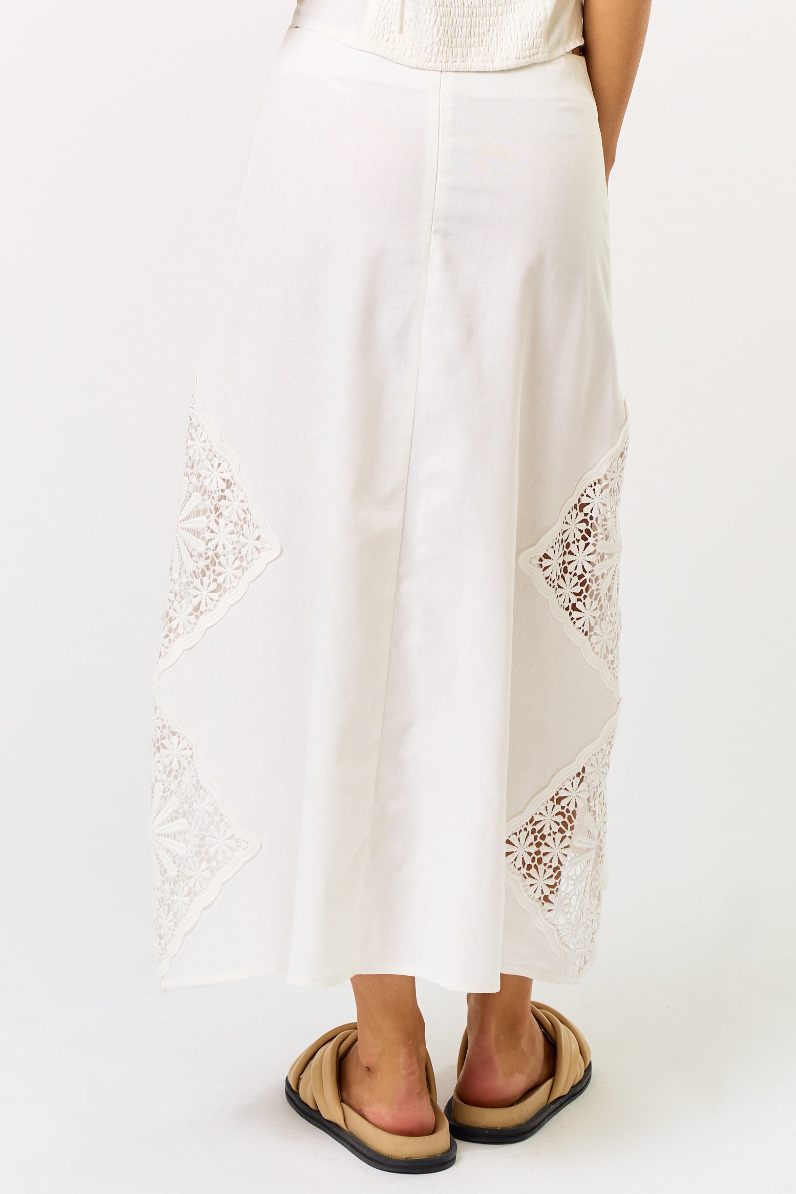 Patch Detail Maxi Skirt - white, womens skirt/matching set collection