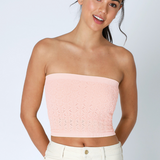 Floral Lace Tube Top - Peach Pink, Women's Tops Collection