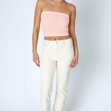 Floral Lace Tube Top - Peach Pink, Women's Tops Collection