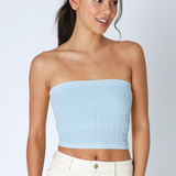 Floral Lace Tube Top - Breezy Blue, Women's Tops Collection