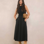Mock Neck Maxi Dress - black, womens dress collection