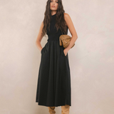 Mock Neck Maxi Dress - black, womens dress collection