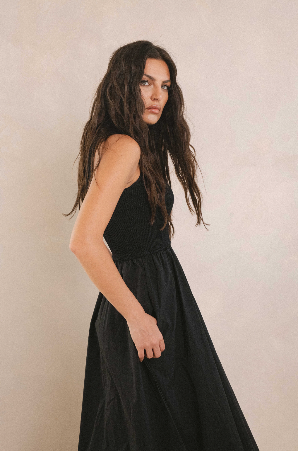 Mock Neck Maxi Dress - black, womens dress collection