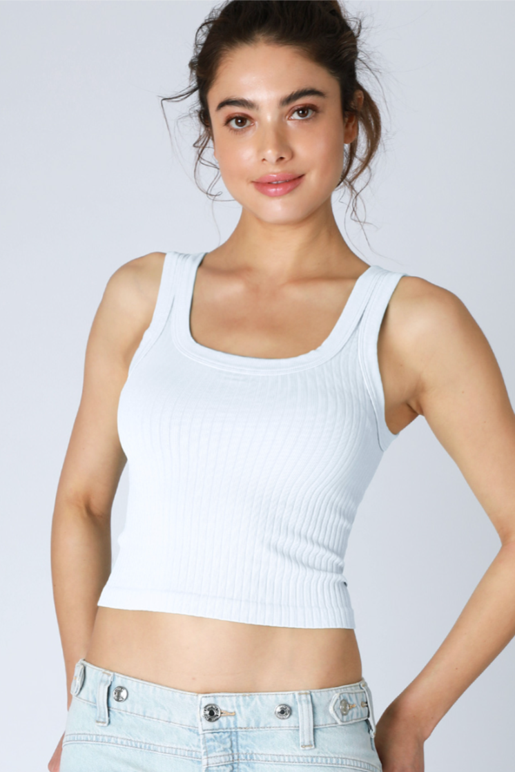 Wide Rib Tank - White, Women's Tops Collection