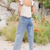 Embroidery Sleeveless Linen Top - Oatmeal, Women's Top's Collection