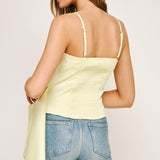 Satin Side Drape Top - yellow, womens top collection