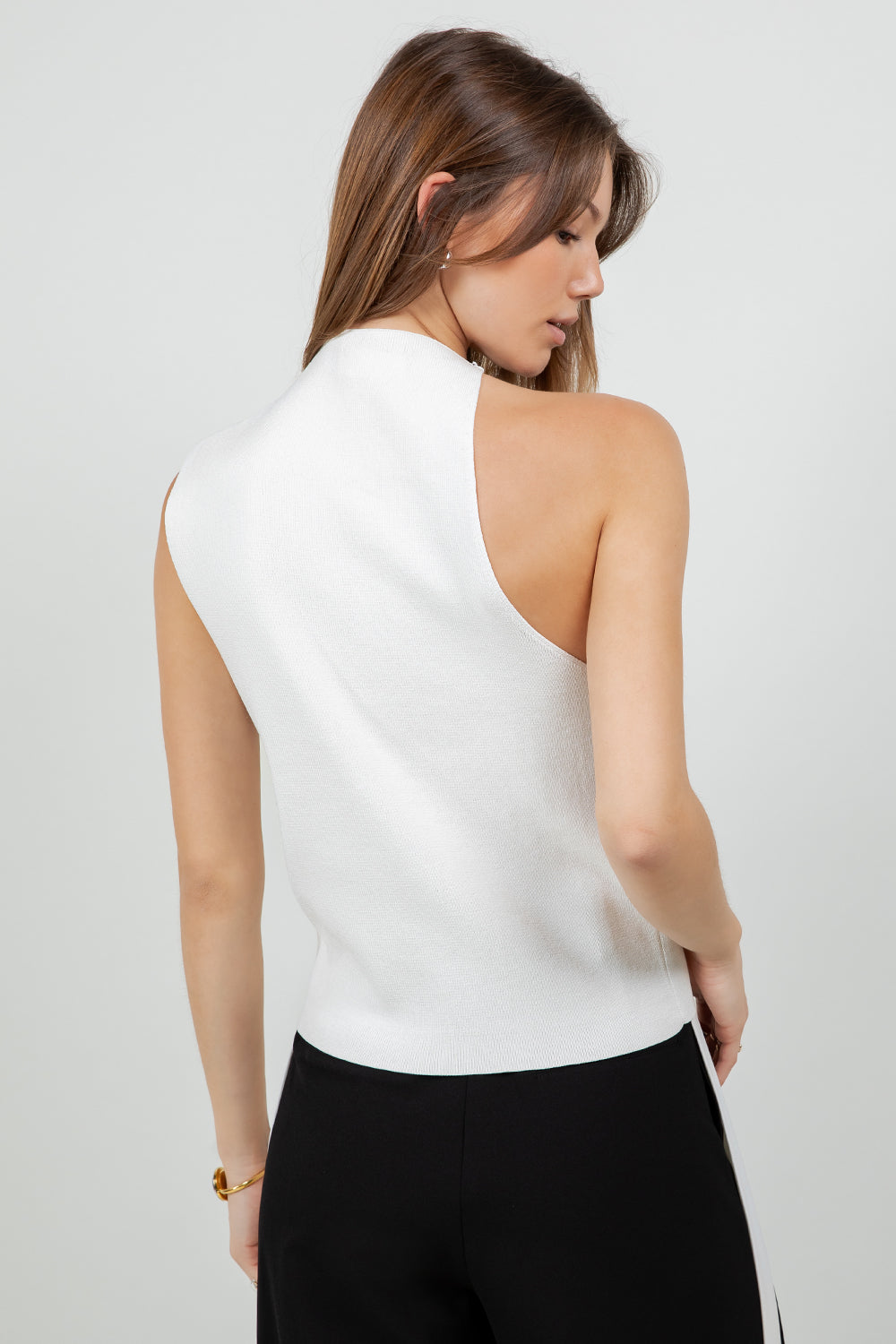Asymmetrical Top With Mesh Side - White, women's tops collection