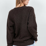 V Neck Sweater With Satin Lace Underlay