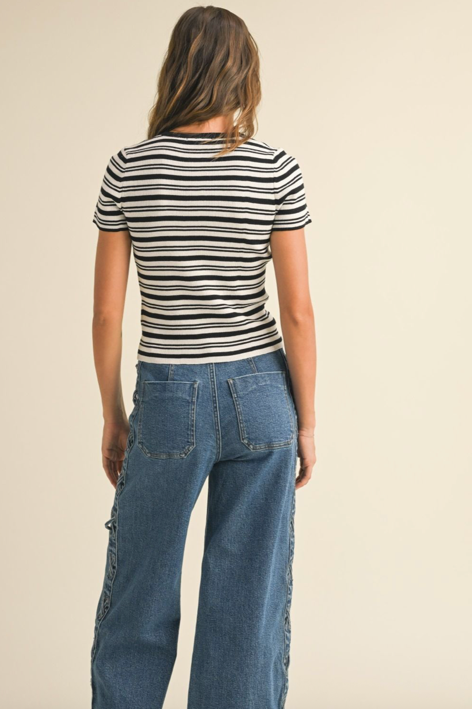 Stripe Knit Top - black/white stripe, womens shirt collection