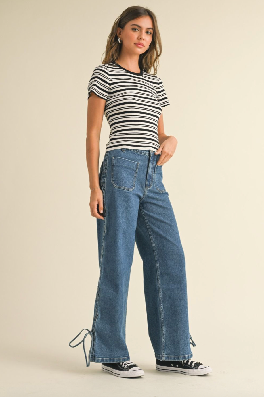 Stripe Knit Top - black/white stripe, womens shirt collection