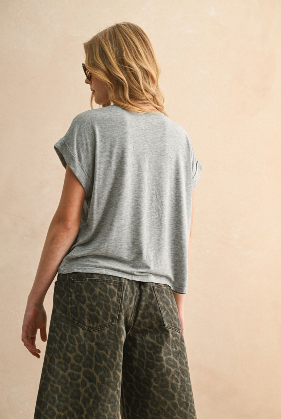 Short Sleeve Tencel Top - cement, womens shirt collection