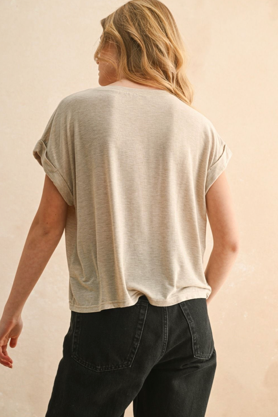Short Sleeve Tencel Top - oatmeal, womens shirt collection