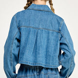 Two Pocket Denim Shirt Jacket - medium blue, womens jackets collection