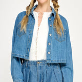 Two Pocket Denim Shirt Jacket - medium blue, womens jackets collection