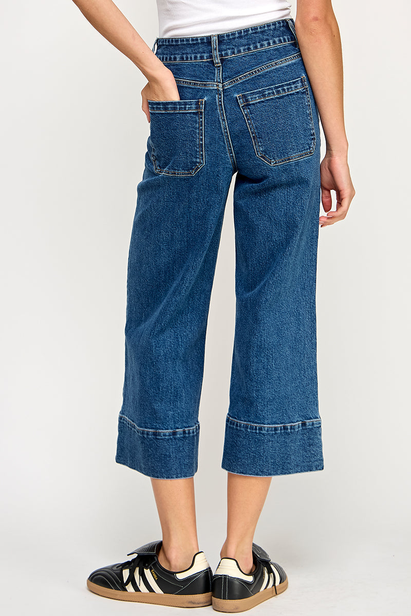 Wide Leg Crop Denim Pant - Denim, Women's Pants Collection