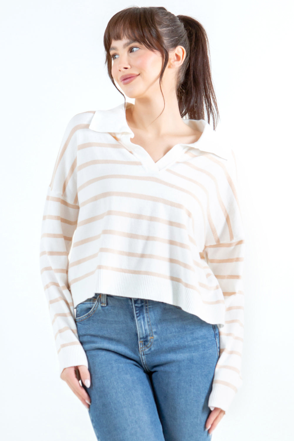 Stripe Collar Sweater – Ruby and Jenna - Main Image
