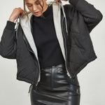 Quilted Hoodie Jacket - black/grey, womens jacket collection
