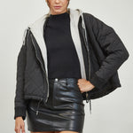 Quilted Hoodie Jacket - black/grey, womens jacket collection