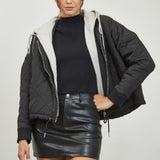Quilted Hoodie Jacket - black/grey, womens jacket collection