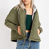 Quilted Hoodie Jacket - olive/grey, womens jacket collection