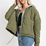 Quilted Hoodie Jacket - olive/grey, womens jacket collection