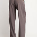 Leather Contrast Pant With Button Detail - Charcoal, Women's Pants Collection