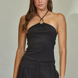 Trimmed Knit Halter Top