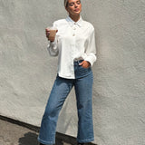 Gold Button Satin Effect Top