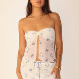 Floral Strapless Slit Top - Cream, Women's Top's/Matching Set's Collection
