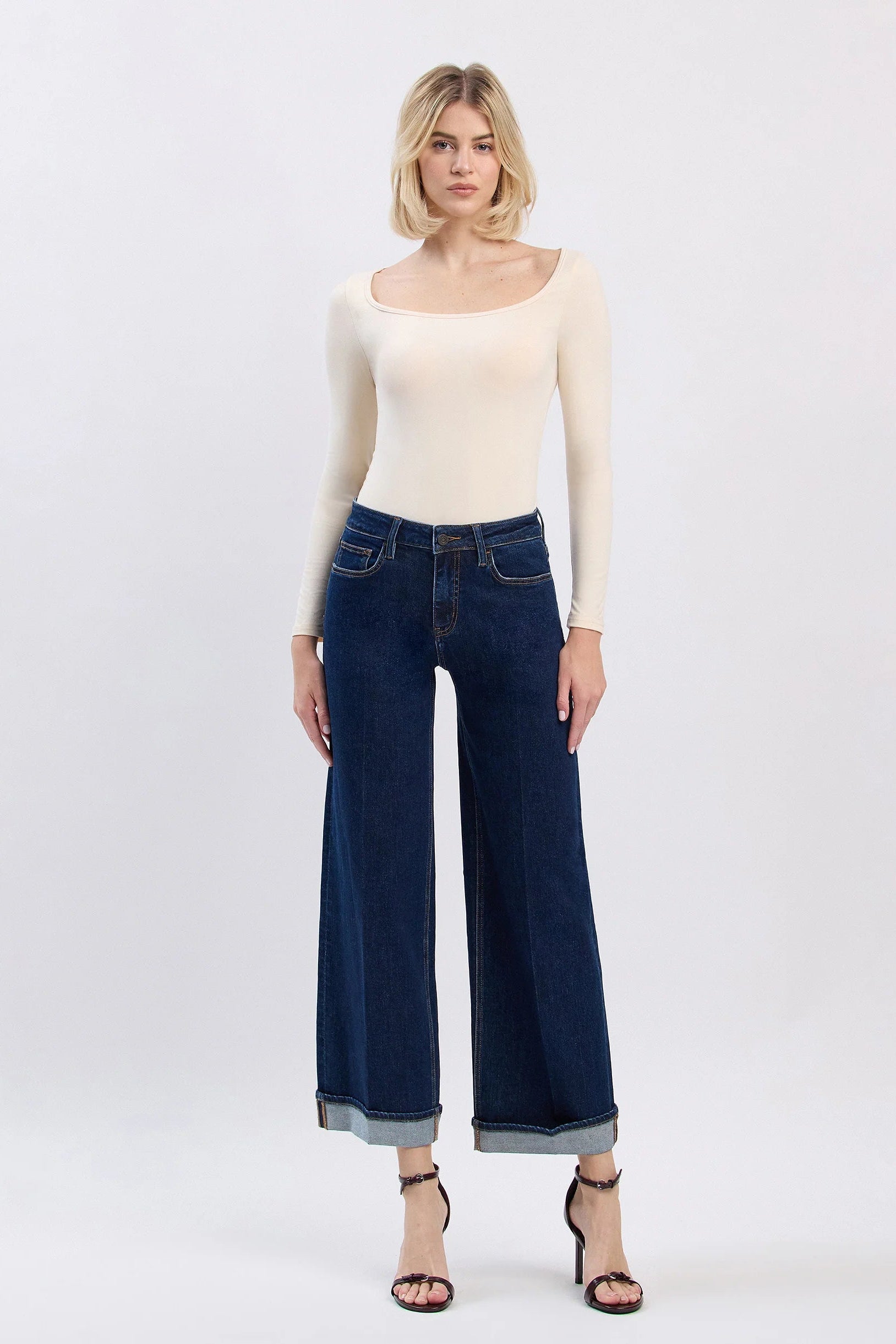 Vervet - High Rise Ankle Wide - dark denim, womens jean collection