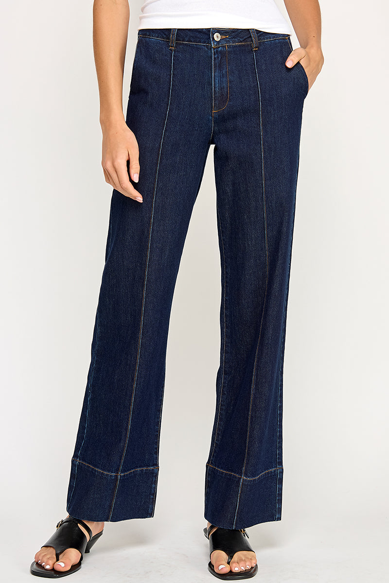 High Rise Wide Leg Denim Pant - Dark Denim, Women's Bottoms Collection