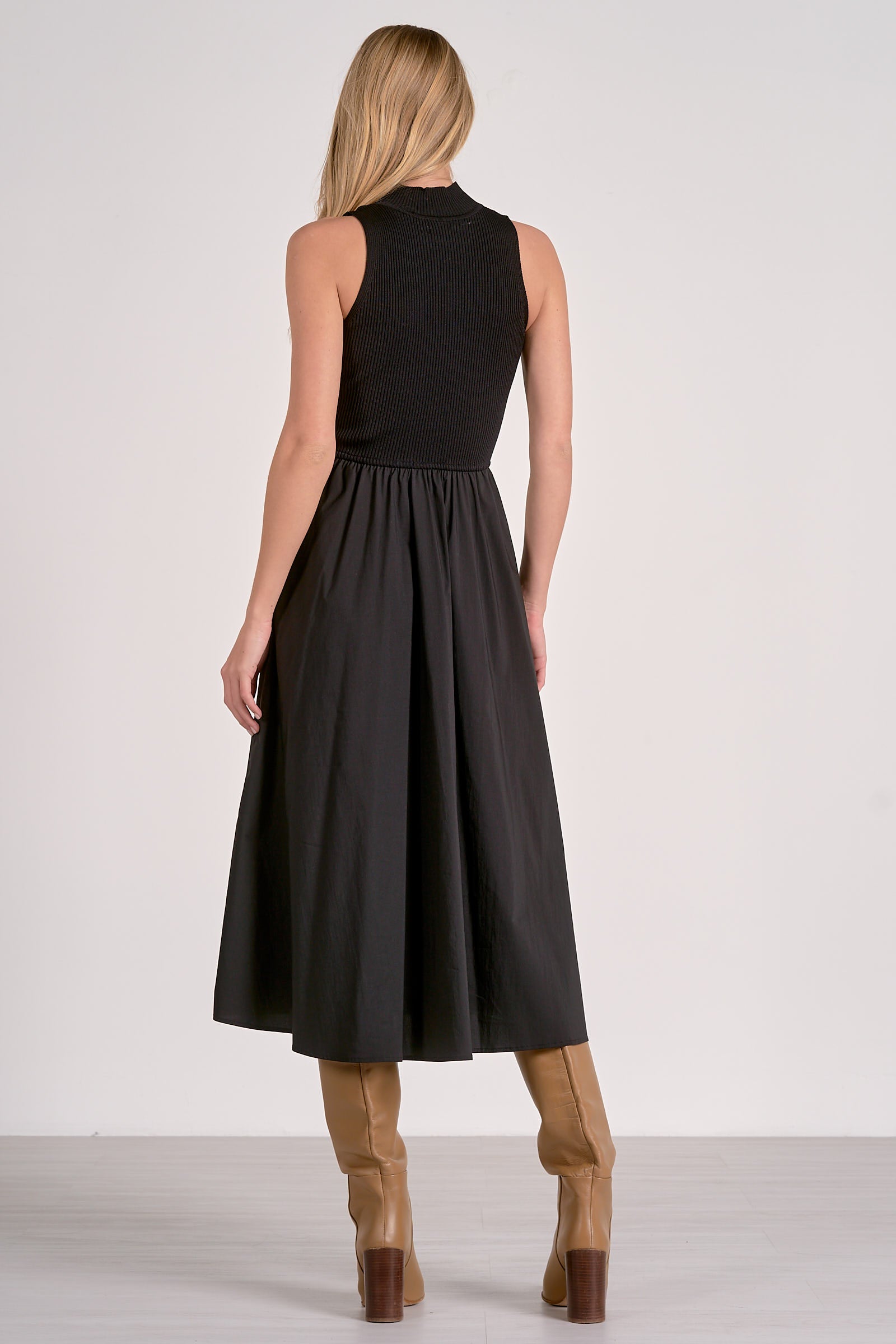 Mock Neck Maxi Dress - black, womens dress collection