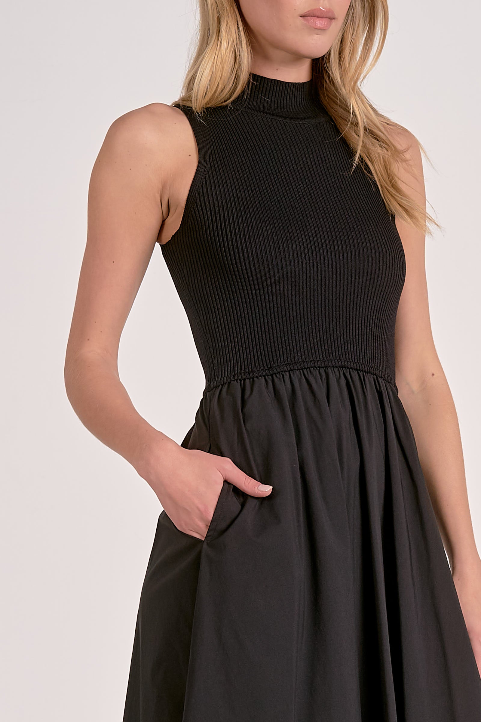 Mock Neck Maxi Dress - black, womens dress collection