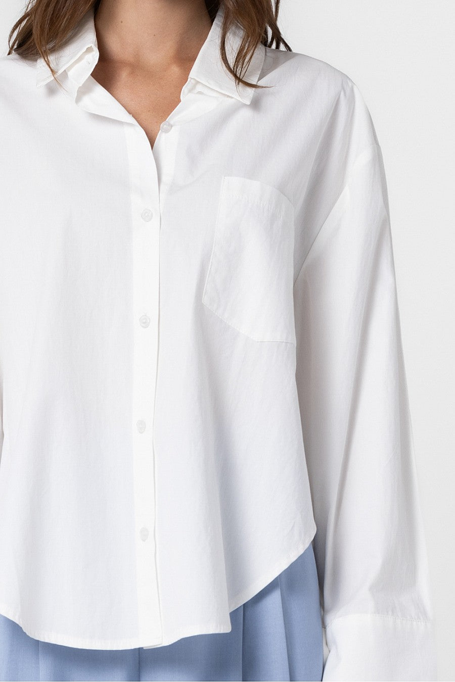 Long Sleeve Button Up Shirt - Off White, Women's Tops Collection