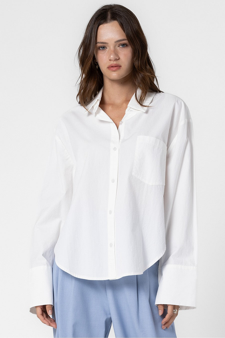 Long Sleeve Button Up Shirt - Off White, Women's Tops Collection