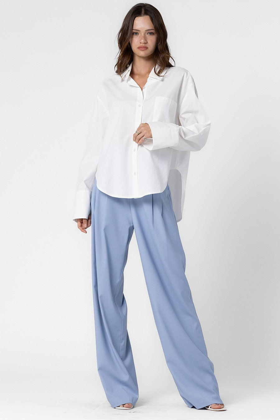 Long Sleeve Button Up Shirt - Off White, Women's Tops Collection