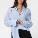 Long Sleeve Button Down Top - Powder Blue, Women's Tops Collection