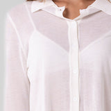 Thin Button Down Cardigan Top - Ivory, Women's Tops Collection